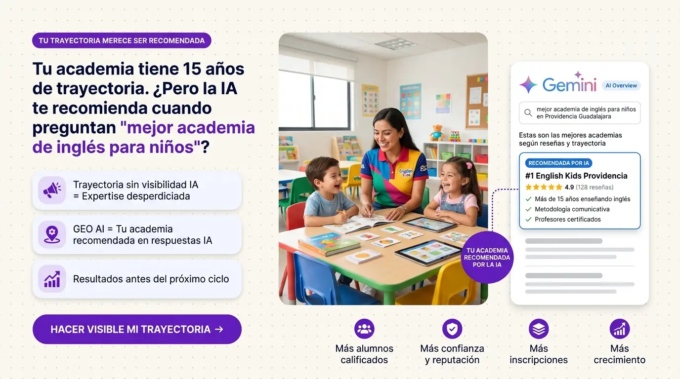 Banner: Posiciona tu academia, escuela o universidad en Google Gemini — GEO AI SEARCH AGENCY