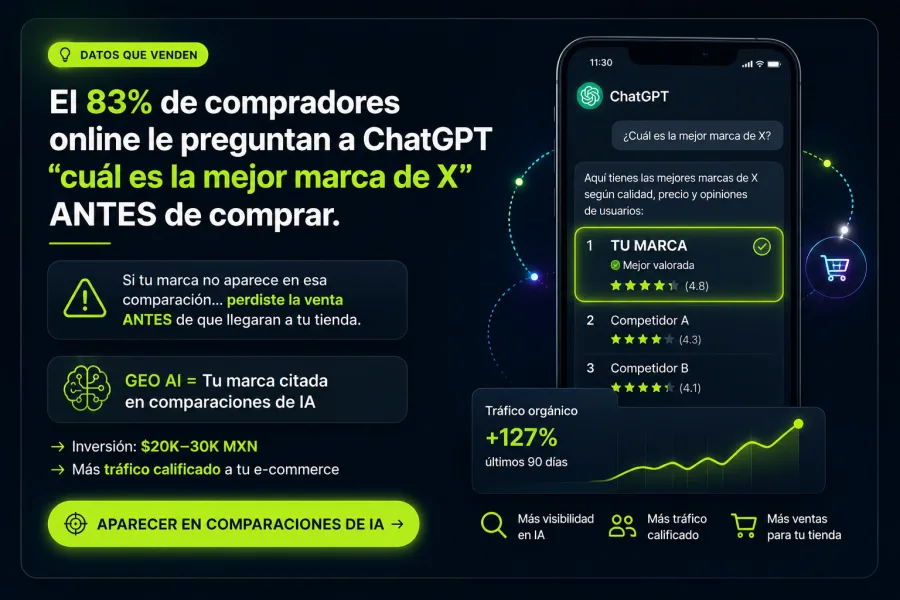 GEO para E-commerce — El 83% de compradores online preguntan a ChatGPT antes de comprar
