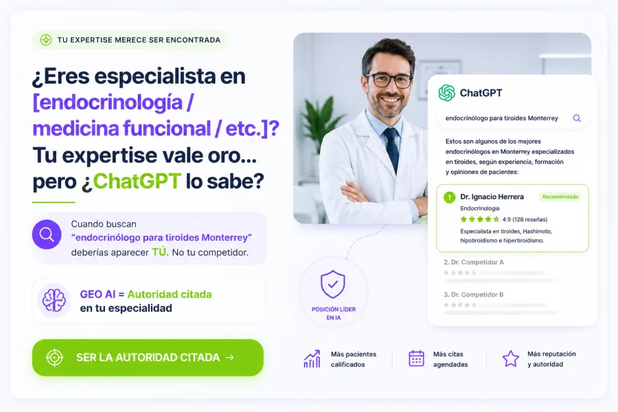 GEO para Especialistas Medicos — Tu expertise vale oro pero ChatGPT lo sabe?