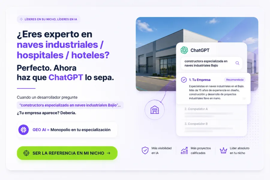 GEO para Naves Industriales — Monopolio en tu especializacion con IA
