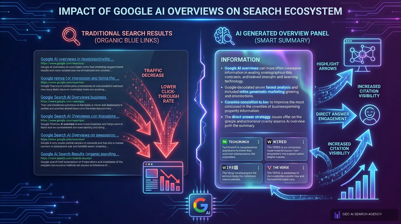 Impacto de Google AI Overviews en el ecosistema de busqueda comparativa resultados organicos vs panel de IA